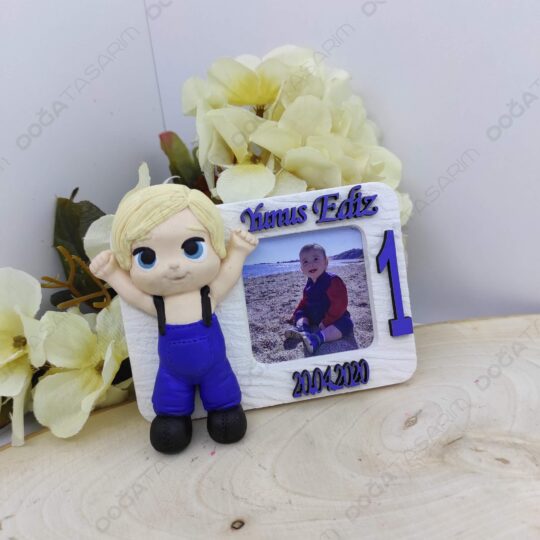 Erkek Bebek Fotoğraf Çerçevesi Magnet Kokulu Taş (2)