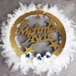 Gold Pleksi İsimlik (Orkide Çiçekli) Kapı Süsü