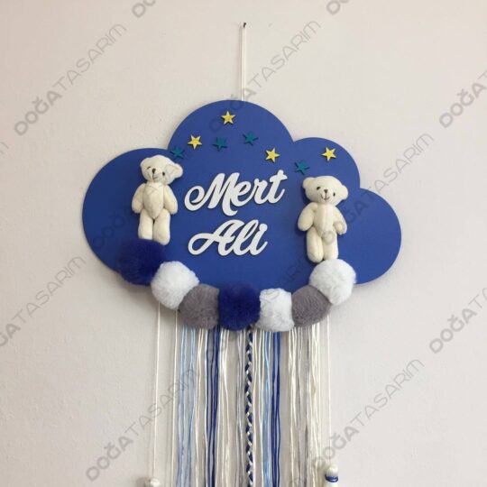 İsme Özel (Mavi) Ahşap Kapı Süsü