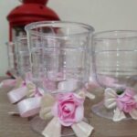 Küçük Boy Pembe Çiçek Süslemeli Şerbet Kadehi